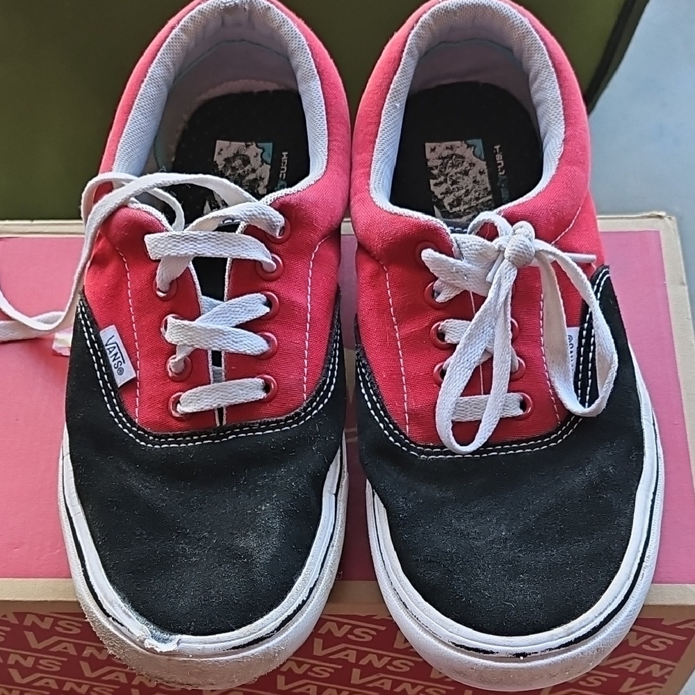 Vans Red and Black Sneakers, 9.5 Men/11 Women